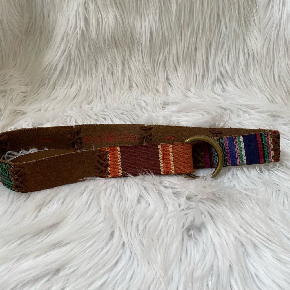Lucky Brand Multicolor Striped Leather Woven Belt